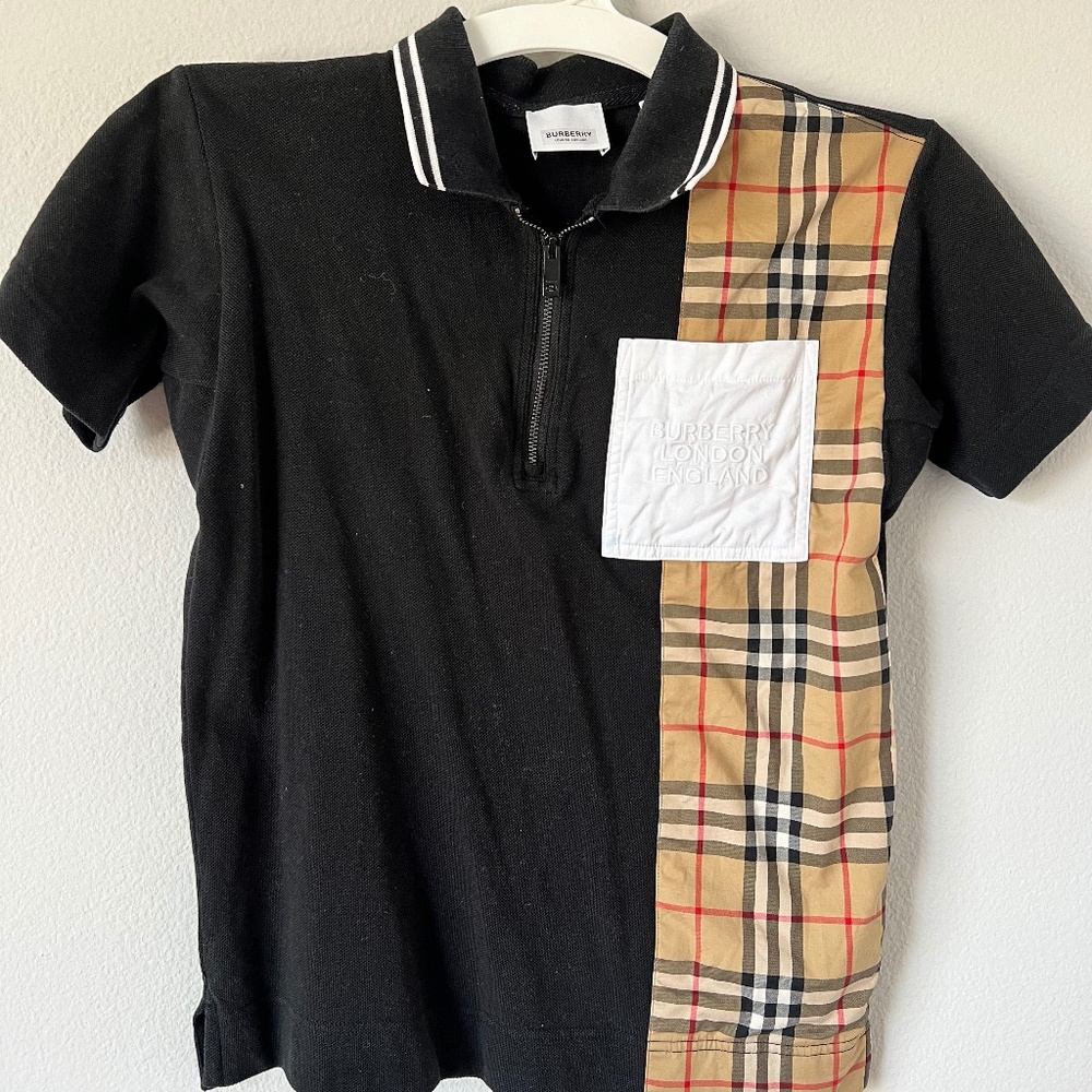 Kids- Boys SZ 12Y Burberry  Cotton Pique Polo Shirt size 12Y